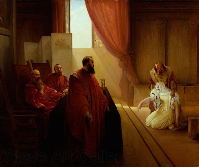 Francesco Hayez Valenza Gradenigo before the Inquisition Spain oil painting art